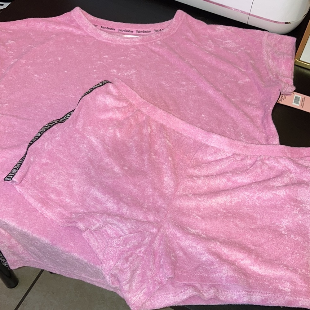 Juicy Couture pink terry short set